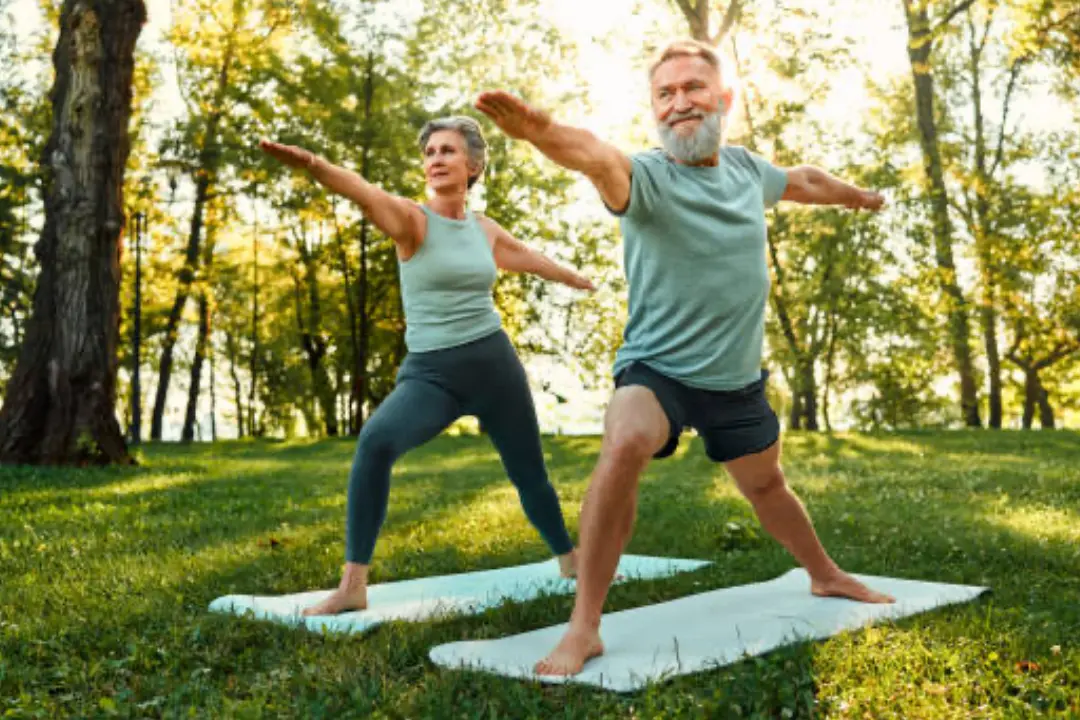 Woman practicing yoga breathing for COPD lung health