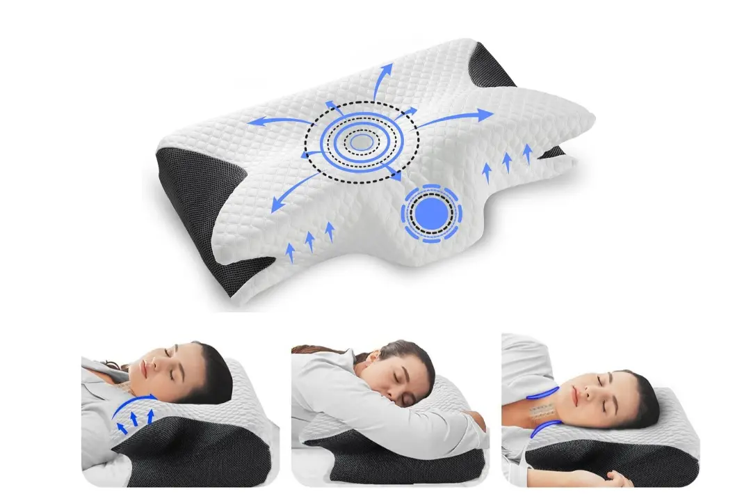 Anti-snoring pillow supporting head and neck in side-sleep position