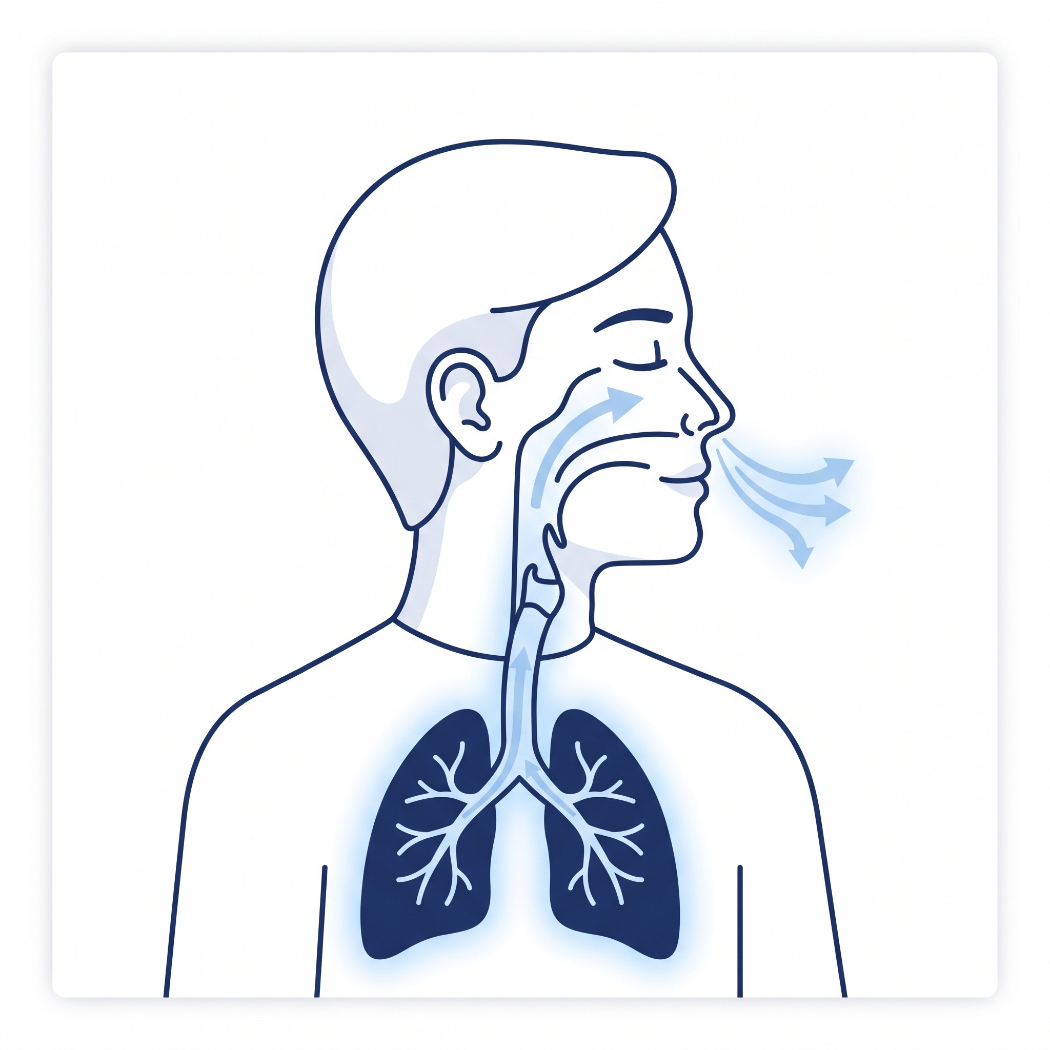 Air flowing out of the body on exhale