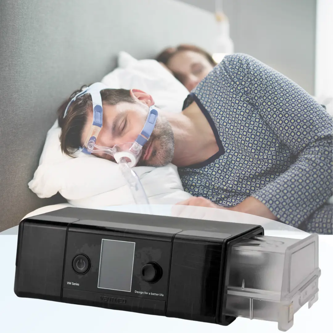 Person sleeping with VM-8 BiPAP